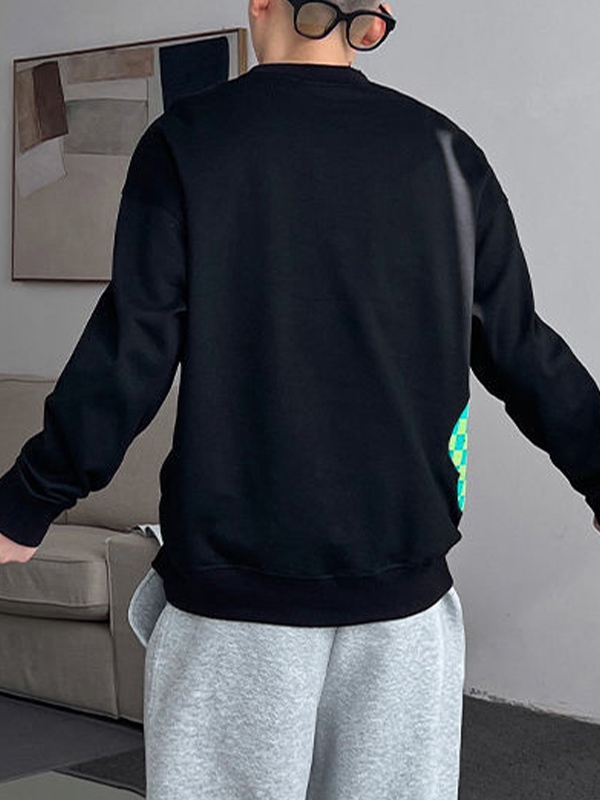 Men's Plaid Bear Print Sweatshirt-1