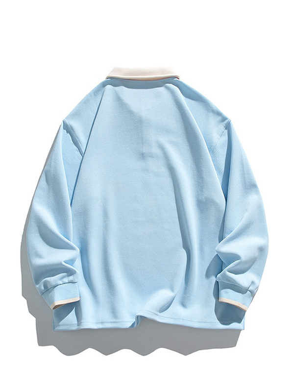 Men's Solid Lapel Neck Sweatshirt-1