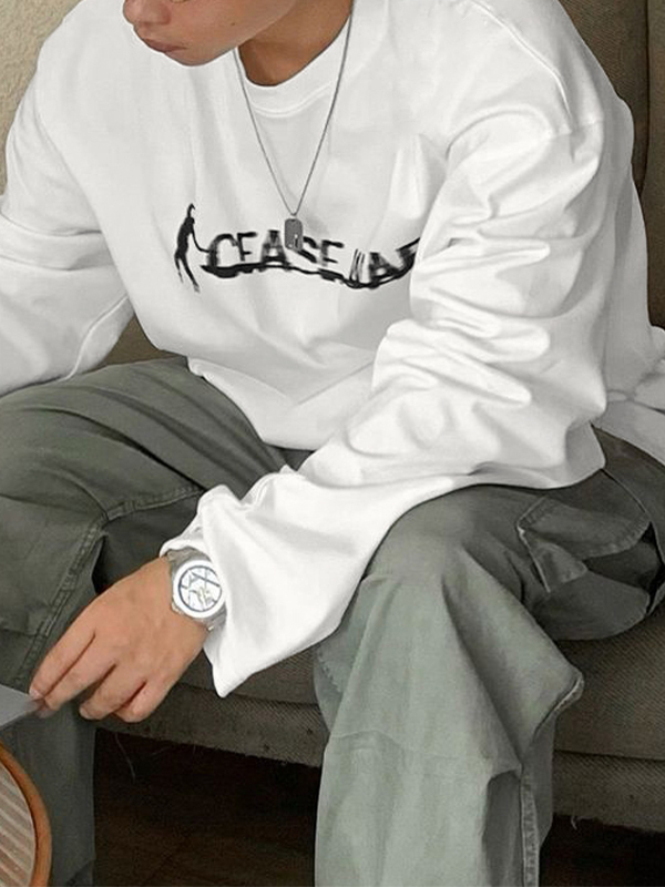 Men's Hip Pop Letter Print Long Sleeve Tee-2