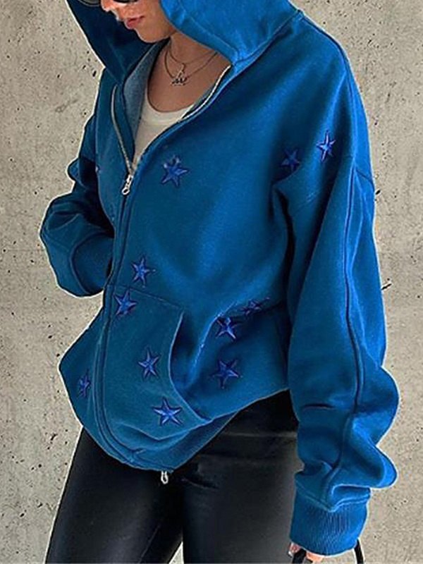 Men's Patch Star Zip Up Hoodie-2