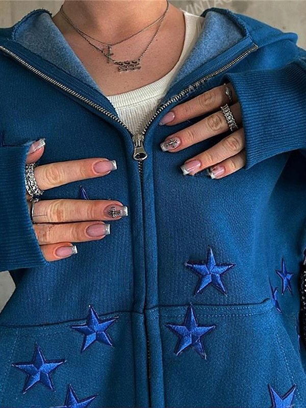 Men's Patch Star Zip Up Hoodie-1