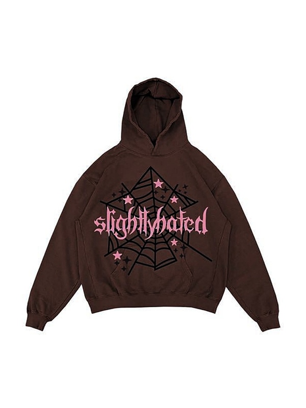 Men's Contrast Color Spider Web Print Oversized Hoodie-3